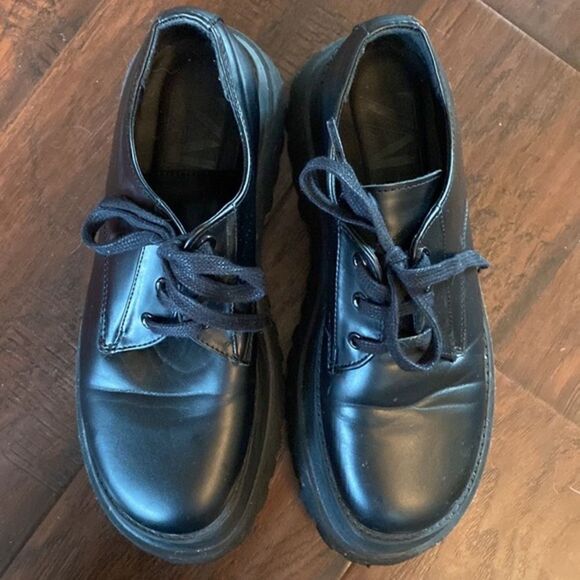 Zara Monolith Inspired Chunky Platform Lace-up Loafers in Black Size 39‎ - Picture 4 of 4